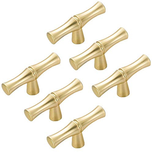 FBSHOP(TM) 6PCS Modern Creativity Golden Bamboo Shape Cupboard Door knobs, Zinc Alloy Retro Furniture Handles Pull Knobs for Drawer Cabinet Wardrobe Kitchen Decoration Farmhouse Style