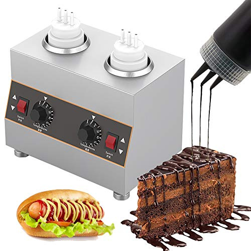 MaquiGra Chauffe-Sauce électrique en Acier Inoxydable Réchauffeur de Chocolat Commercial température réglable 30-85 ℃ Chaque Bouteille de 650 ML Convient pour Chauffer Toutes Sortes de sauces