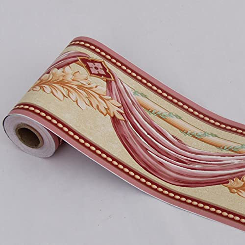 Tapetenbordüre, selbstklebend, rosa, Wandaufkleber, Bordüre, abnehmbar, wasserdicht, Tapeten-Aufkleber, Dekoration für Wohnzimmer, Badezimmer, Küche, Fliesen, 10 x 900 cm