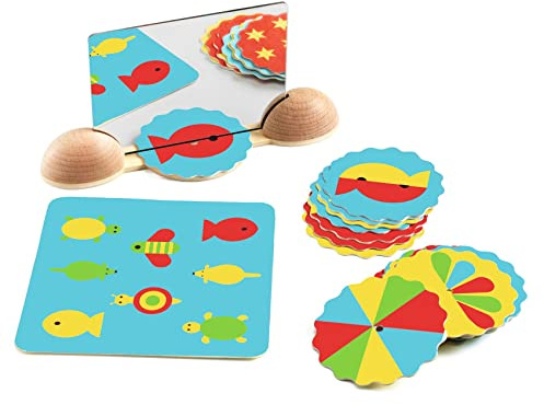 DJECO Ze Mirror Bilderspiel – Bilderkartenspiel mit Kunststoffspiegel für Kinder – lustige und herausfordernde Aktivität für Freunde und Familie – Form- und Farbspiel für Kinder ab 4 Jahren, Mädchen