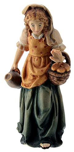 Holyart Hirtin Holzfigur für Matteo-Krippe Grödnertal, 12 cm