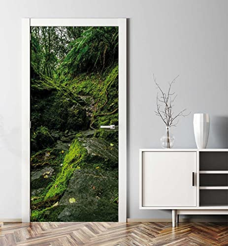 MyMaxxi Türtapete selbstklebend - Einteilige Türfolie 90x200 cm - Motiv: Zugewachsener Wald Türklebefolie zum verschönern & bekleben der Tür - Türaufkleber aus Klebefolie