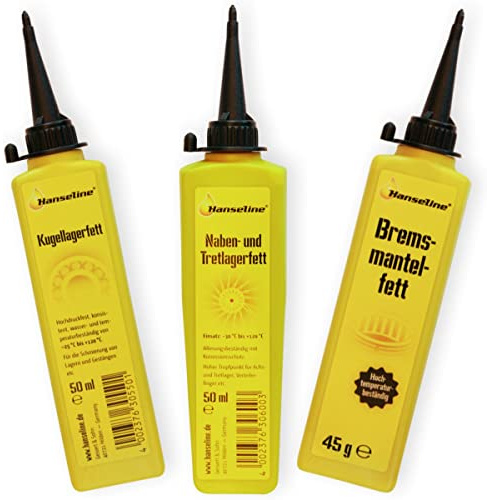 Hanseline Wartungs- und Reparaturset, 3-teilig, enthält je 1 Tube Bremsmantelfett, Kugellagerfett und Naben- und Tretlagerfett - zusammengestellt von GreVeloro