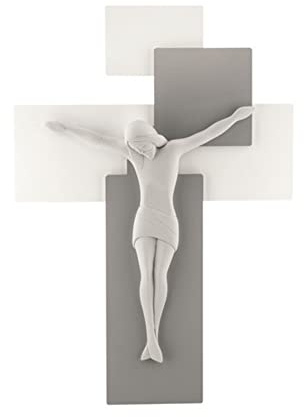 Bongelli Preziosi Crucifijo Moderno Blanco Gris 17x12 cm Marmorino