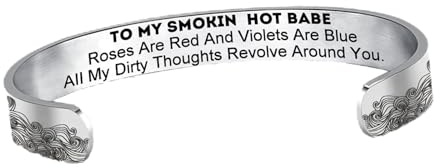For Love - To My Smokin' Hot Babe Wave Bracelet, Adjustable Love Bracelet,Inspirational Mantra Cuff Bracelets for Women Friend Encouragement Gift for Her Personalized Birthday Jewelry