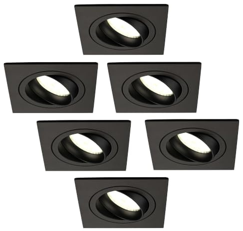 Ledvion 6 pezzi faretto da incasso LED nero 3W dimmerabile bianco neutro | Foro di incasso Ø92mm; Per ambienti interni asciutti soggiorno cucina e corridoio; Sorgente LED integrata inclusa
