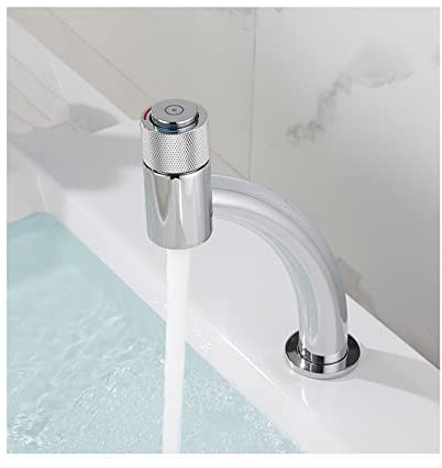 Brass Bathroom Faucet Single Hole Bathroom Sink Faucet Vanity Faucet Hot and Cold Adjustable, Countertop Installation, for Kitchens, Washstand and Motorhomes,Chrome