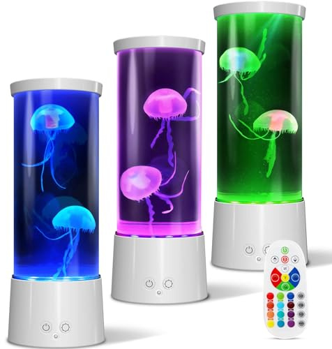 AONESY Jellyfish Lamp Jelly Fish Light Lamp Colour Changing Jellyfish Lave Lamp Mini Jellyfish Aquarium Lamp Mood Lamp Gift for Kids Men Women Home Deco for Room Mood Light for Relax