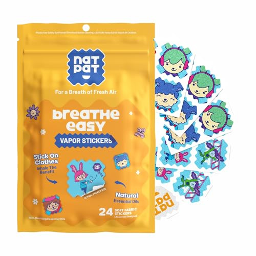 NATPAT Breathe Easy Stickers - Stuffy Patch for Kids and Adults - All-Natural Cold and Allergy Relief for Congestion, Chemical and Drug Free - BuzzPatch Natural Patch (24 Pack)