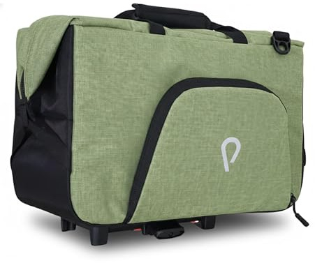 Vincita Big Nash Bike Trunk Bag, Universal Quick-Release Fit All Rear Racks with Expandable Panniers and Waterproof Rain Cover, Bicycle Commuter Bag Suitable for Bicycles. (Green, Nash) (B181B-2+0)