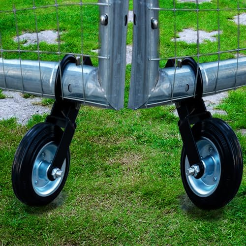 Real Fancy 6 Heavy Duty Farm Gate Wheel - 500lb Capacity for 1-5/8 Thru 2 Metal Tube/Swing Gate, Solid Rubber Tire, Rust-Resistant Gate Support Wheel for Chain Link Fence, Black, 2 Pack