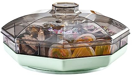 LICHENGTAI Plateau à Collation 5 Compartiments avec Couvercle, Plateau de Service Plat de Bonbons Bonbons Noix de Service Plateau Apéritif Assiette de Service Boîte Alimentaire Récipient Collation