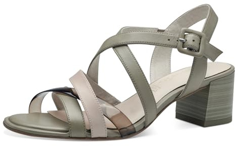 Tamaris Damen Sandalen mit Absatz Leder Blockabsatz Sommer; SAGE/grün; 37 EU