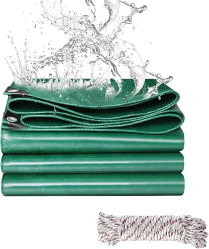 Telone in PVC 440 g/m², extra impermeabile, con occhielli rinforzati per mobili, multiuso, colore: verde (4 x 6 m)