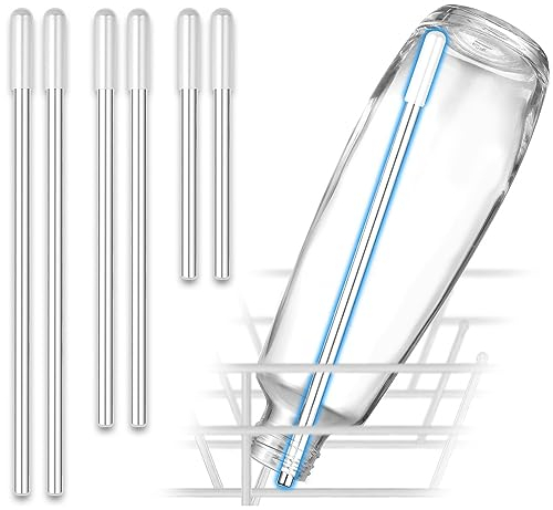 ecooe Set of 6 Dishwasher Inserts for SodaStream Bottles - Universal Bottle Holder with Extended Silicone Cap for Wheat, Champagne, Beer Glasses - 3 Lengths (26.7 cm, 23 cm, 15 cm)