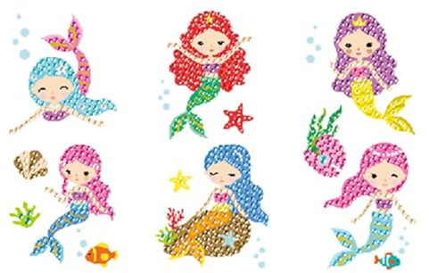Pracht Creatives Hobby Diamond Painting Stickerset, Motiv Meerjungfrauen, Bastelset zum Gestalten von Aufklebern mit Glitzersteinchen, für Kinder ab 5 Jahren