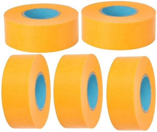 Malerband 25mm 50mm X 50m 100mm Abdeckband Maler,5 Rollen Malerkrepp 30mm 20mm X 50m Breit Goldband,Weiß Abdeckfolie Kreppband Klebeband Maler 10mm Rollen Für Malerarbeiten ( Color : Yellow , Size : 4