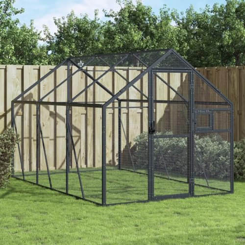 heybb Voliere Anthrazit 1,79x3x1,85 m Aluminium VogelkäFig-Futterspender Papagei KäFig AußEnvoliere