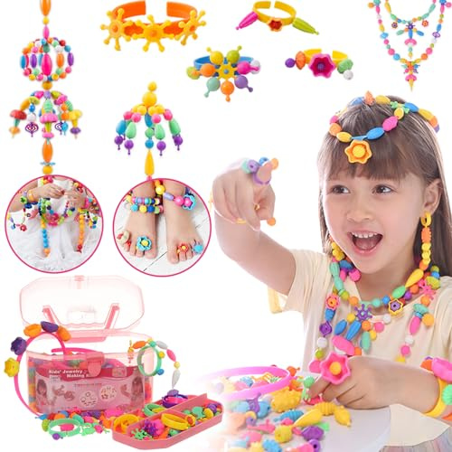 Balakaka Perlensets für Mädchen Geburtstag, 500pcs Armbänder Selber Machen DIY Bunte Perlen Set, Perlen Zum Auffädeln Kinder Schmuck für Mädchen ab 3-8 Jahre