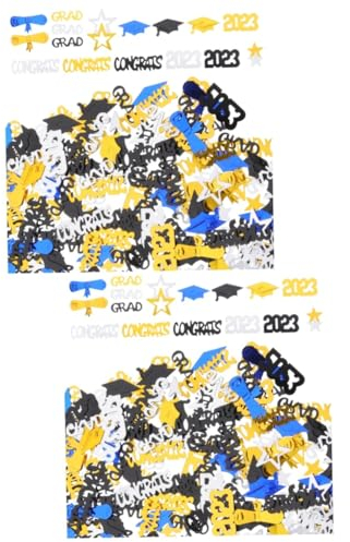 Ciieeo 2sätze Kreativen Abschlussfeier-konfetti Für Wunderschöne Tischdekoration Schwarze Goldene Und Silberne Streudeko Mit Doktorhut Und Buchrolle Für Unvergessliche Feiern