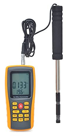 OUSIKA Anémomètre numérique à Fil Chaud, Vitesse du Vent/débit d'air/température mesurant 0~30 m/s avec Interface USB et capteur Mince GM8903 Anémomètre