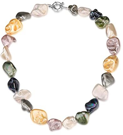 FULU AUTUMN Boho Perlenkette Damen Silber Statement Kette Mehrreihige Modeschmuck Geburtstagsgeschenk für Frauen