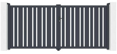 Casanoov Doppelflügeltor aus Aluminium 3,5m VEYMONT H.160cm grau