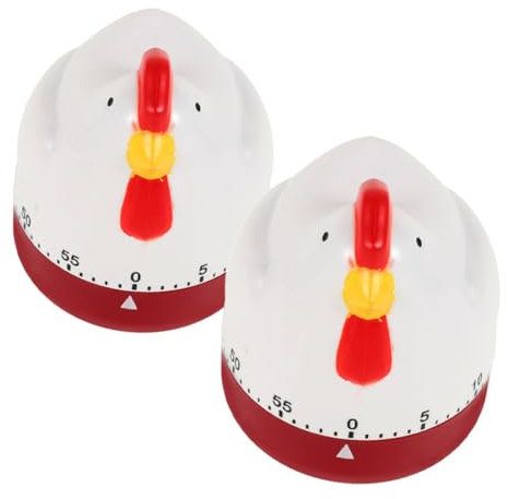 ibasenice 2pcs Manual Kitchen Timer Cartoon Animal Timer Boiling Eggs Cooking Reminder Vintage Mechanical