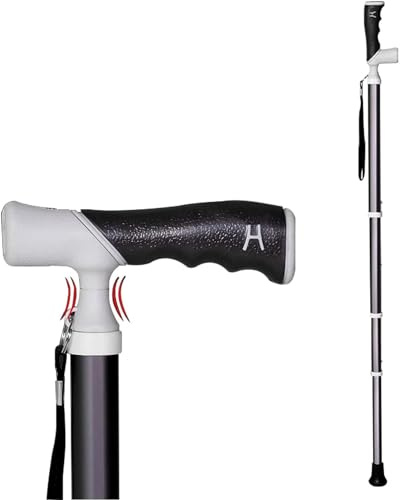 MTHHSXB Gehstock, Teleskop-Blindenstock, Klappbarer Wanderstock für Senioren und Bergsteiger, Höhenverstellbar, Titanlegierung, Schwarz, 38-105 cm, 330 g