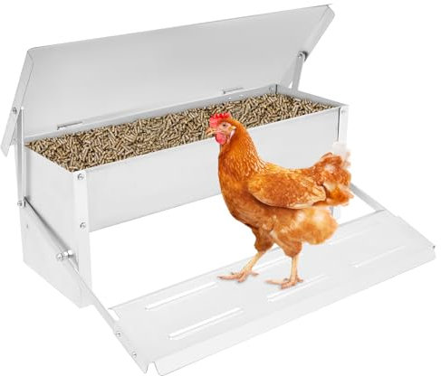 Futterautomat,Automatische Geflügel-Futterspender,Geflügelfütterer,2,17 Gallonen Großes Fassungsvermögen,Futtermittelschutz,Hochwertigem Stahl