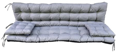 nana shop Cuscino impermeabile per altalena da giardino, 160 cm, cuscino per altalena Hollywood, cuscino da giardino, cuscino per panca (grigio)