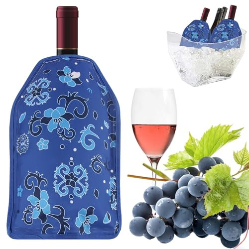 badaren Enfriador de Vino Helado, Blsa Enfriadora de Vino, Funda Enfriadora Impermeable, Enfriador de Botellas para vino, champán y refrescos, ideal para fiestas, picnics y viajes (Azul-A)