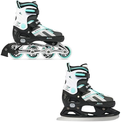 RAVEN Pulse 2in1 Schlittschuhe Inline Skates Inliner für Kinder und Erwachsene verstellbar (Black/Mint, 40-43 (25,5-28cm))