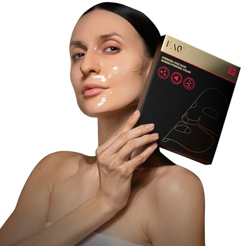 FAQ Glass Skin Kollagen Mask – uppstramande och fuktgivande kollagenmask för ansiktsvård – förfinar porer, minskar hyperpigmentering och stöder LED-behandling (5 st)