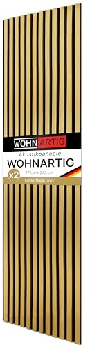 wohnartig® Akustikpaneele 1,485m² - 275cm x 54cm* set - (set = 2 Stück 275cm x 27cm) | Farbe: Royal Gold 434 | Wandverkleidung | Akustikpaneel | Wandpaneele auf filz | Akustikfilz