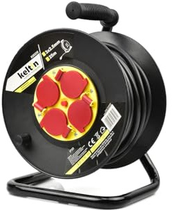 BSD EnrollaCable Pro 25m - Alargador Eléctrico 4 Tomas 230V con Protección Térmica y Estructura de Acero Resistente