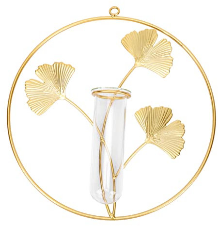 Gatuida Transparente Hydroponik-vase Mit Goldenem Metallständer Wandmontierte Runde Glasvase Für Pflanzen Modernes Wandpendel-dekor Für Wohnzimmer Restaurants Und Büros Vielseitige Pflanze