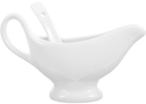 COLLBATH Ceramic Gravy Boat Deep Spoon for Serving Steak Gravy Sauces and Side Dishes Special Occasions