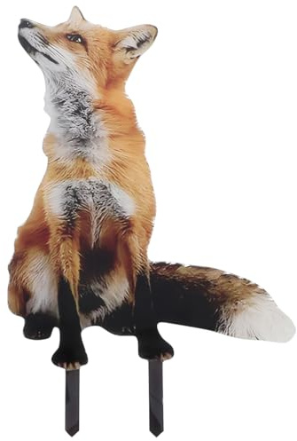 NULYLU Fuchs-Rasenschild Gartenstecker FüR DraußEn Dekorativer Fuchspfahl Acryl-Tier Gartendeko FüR Hof Rasen Und Gartenwege