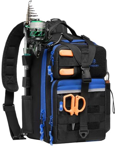 Bassdash Sac à Dos de Pêche Convertible avec Support de Canne à Pêche, Sac de Rangement de Matériel Tactique Ajustable et Résistant à l'eau FP07
