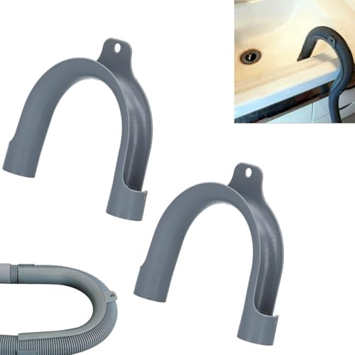 Gancio a U per tubo di scarico,2 pezzi Supporto tubo lavatrice,Supporto plastica grigio,Archetto scarico,Accessori idraulici lavatrice,per elettrodomestici,lavastoviglie,lavatrici