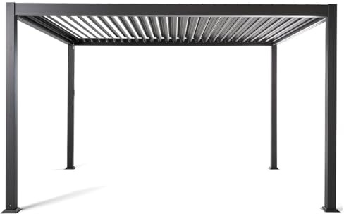 Bestmobilier - Cherry - pergola bioclimatique - Aluminium - 4x3m - Gris Anthracite, Gris Anthracite