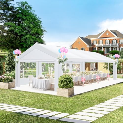 COBIZI 10x30 Party Tent Heavy Duty, Large Outdoor Event Tents for Parties with 8 Sidewalls & Built-in Sandbags,Waterproof Wedding Canopy Gazebo Commercial Tent for Carport,Camping,Patio,Windproof