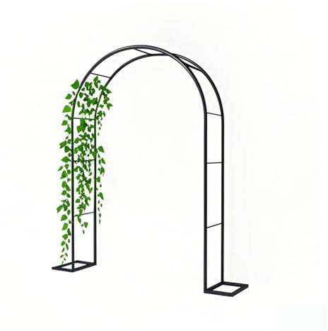 Arche de jardin en métal robuste – Treillage extérieur/intérieur pour plantes grimpantes, pergola, décorations de pergola, 2 m/2,3 m, options de hauteur, finition noire, 233 x 220 cm (l x H)