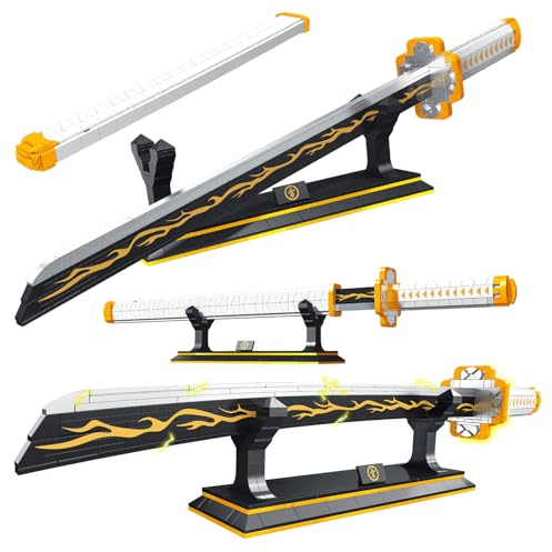 GXJTYYBS Ideas Demon Sword Building Set Compatible with major brands Zenitsu Slayer Katana & Samurai Sword STEM for Anime Cosplay MOC TOY Adult Boys 8-16+ with Scabbard Holder 956 Pcs
