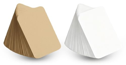 200 tarjetas flash de esquina redonda de papel blanco y kraft en blanco, tarjetas de índice pequeñas, cartulina dura para notas de notas, aprendizaje de palabras, papel flash de regalo de mensajes de