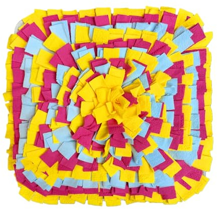 AMFUN Snuffle Mat For Dogs, Reusable, Washable Educational Toy for Dogs, Encourages Slow-Eating and Foraging Skills, for Large Dogs And Puppies - Yellow, 35×35cm