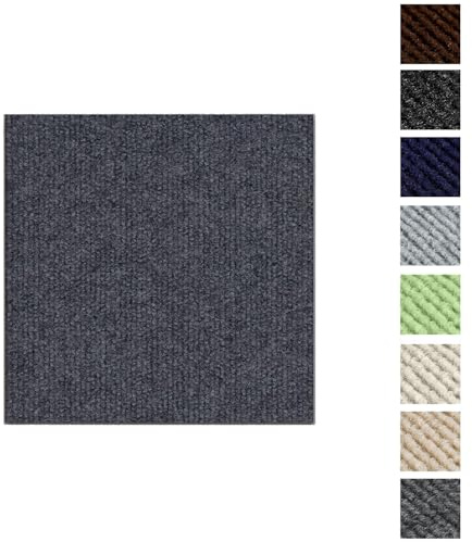 Kongming Teppichfliesen selbstklebend waschbar, 10 Stücke Teppichfliesen selbstliegend 30x30cm, Teppich Fliesen mit Rückendeckung, Teppich Bodenbelag für Wohnung, Büro, Gewerbe (Teppich Anthrazit)