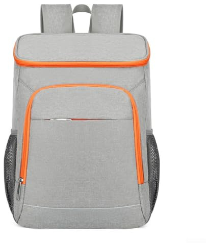Isolierter Kühlrucksack mit großer Kapazität für Camping, Picknicks und Outdoor-Reisen mit mehrlagigem Stauraum (grau und orange)