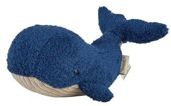 Sterntaler Kuscheltier S Wal aus weichem Jersey und Samt, gefüllt mit Polyesterwatte, 12×10 ×16 cm – Marine